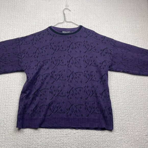 Vintage Serge Saint Yves Psychedelic Knit Sweater Retro Purple / Black Mens XL - Picture 7 of 16